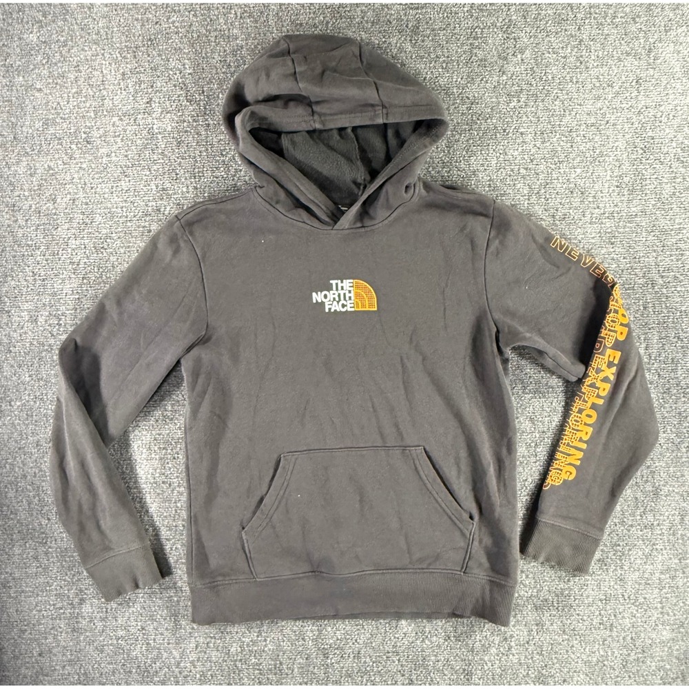 The North Face Teen Boys XL 14/16 Gray Orange‎ Never Stop Exploring Hoodie